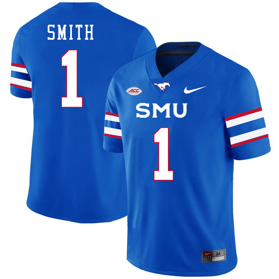 SMU Mustangs #1 Brashard Smith Jersey College Football Uniforms-Royal